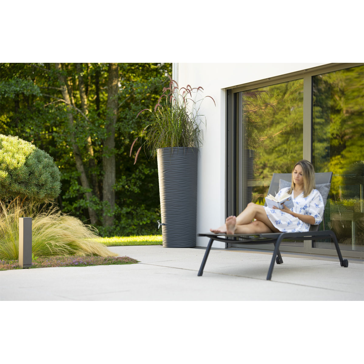 Garantia  Regentonne Natura 2in1 350 Liter graphite grey inkl. Pflanzschale Bild 5