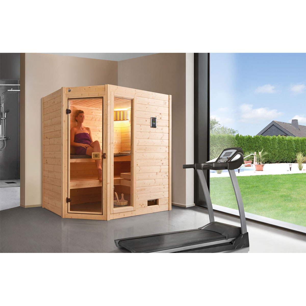 Weka Massivholzsauna „Valida Eck 1“, GTF, Sparset 2 Bild 2