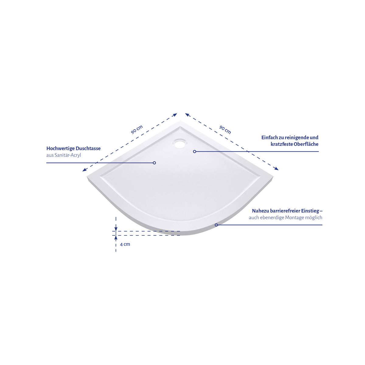 Aurlane Duschtasse Pure Acryl rund ⌀ 90cm Bild 3