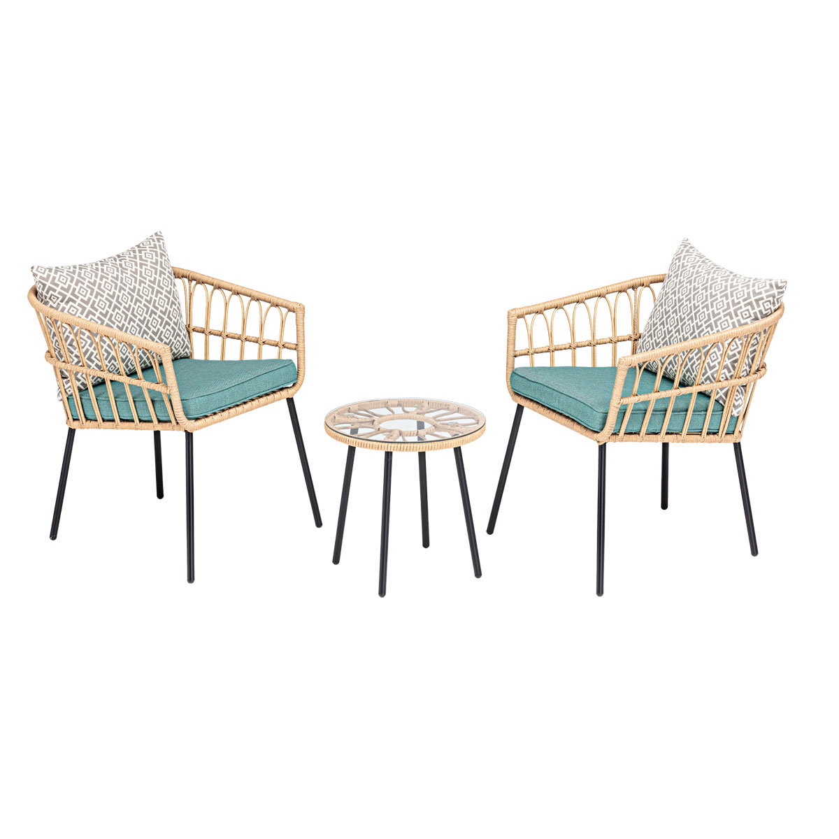 Haveson Balkon-Set Lissabon bestehend aus zwei Sesseln und einem Tisch