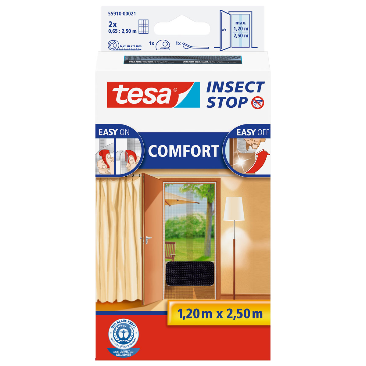 tesa Fliegengitter,anthr.,2St.,0,65x2,5mKlett Comfort Tuer XL