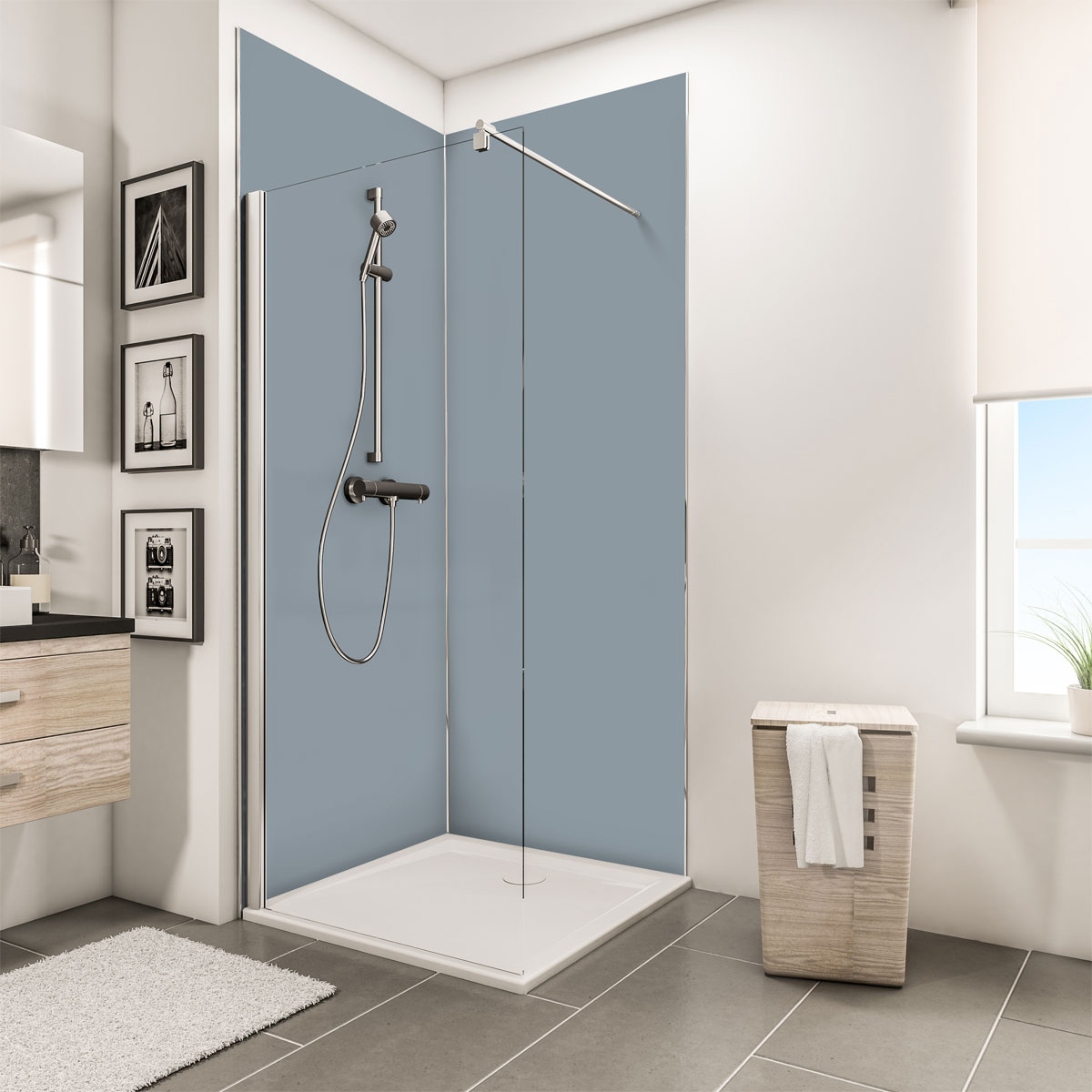 Schulte Duschrückwand-Set Eck 90 x 210 x 90 cm Hellgrau