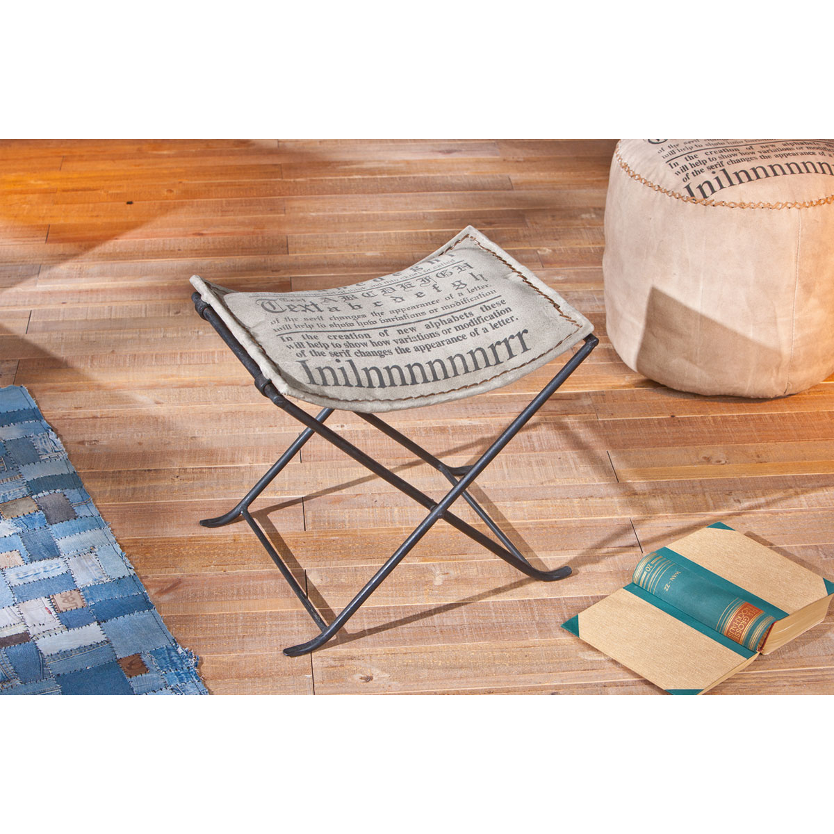 Inter Link Sitzhocker „Kalinga“, Metall mit Canvas, grau, 50x47x40 cm Bild 6