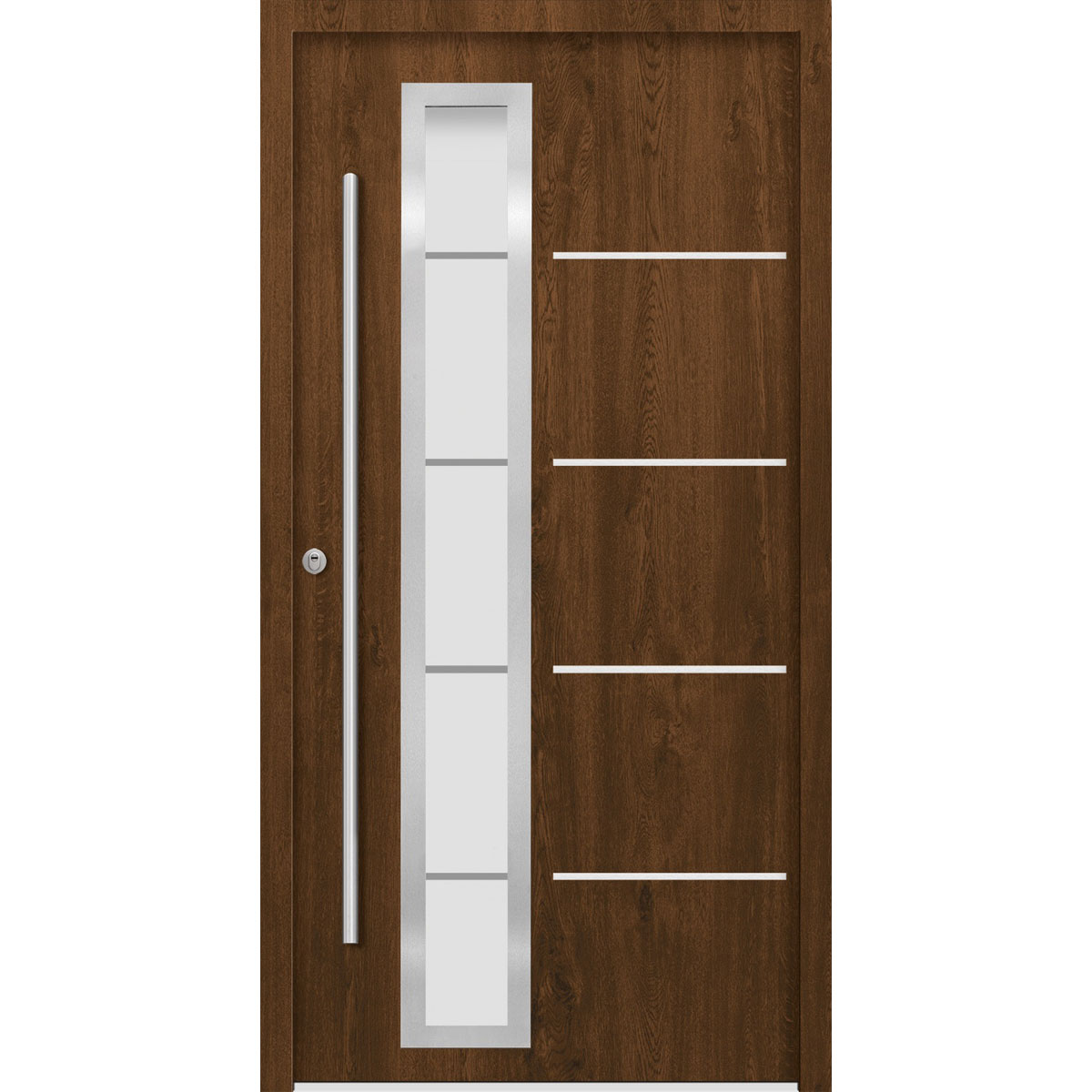 SplenDoor  Premium-Haustür Passivedoor Uppsala RC2 energiesparend einbruchsicher nussbaum 100 x 210 cm links