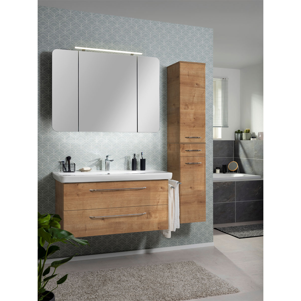 Fackelmann Hochschrank Milano 31 x 166 x 32 cm Ast-Eiche Bild 1