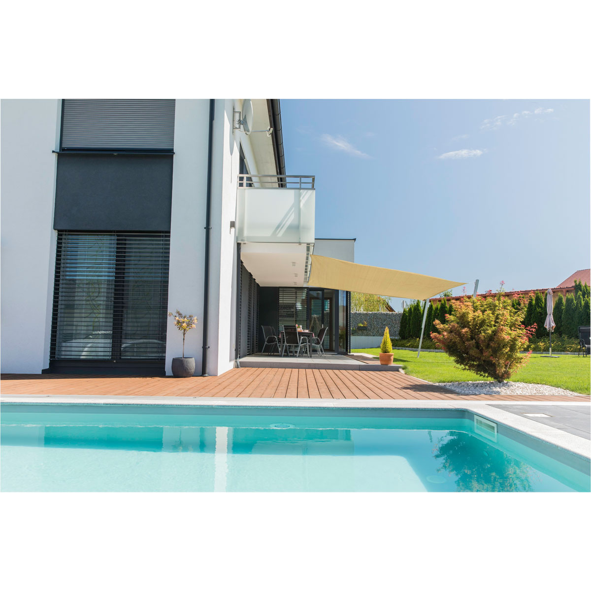 Viereck-Segel Capri 5 x 5 m champagner Bild 1