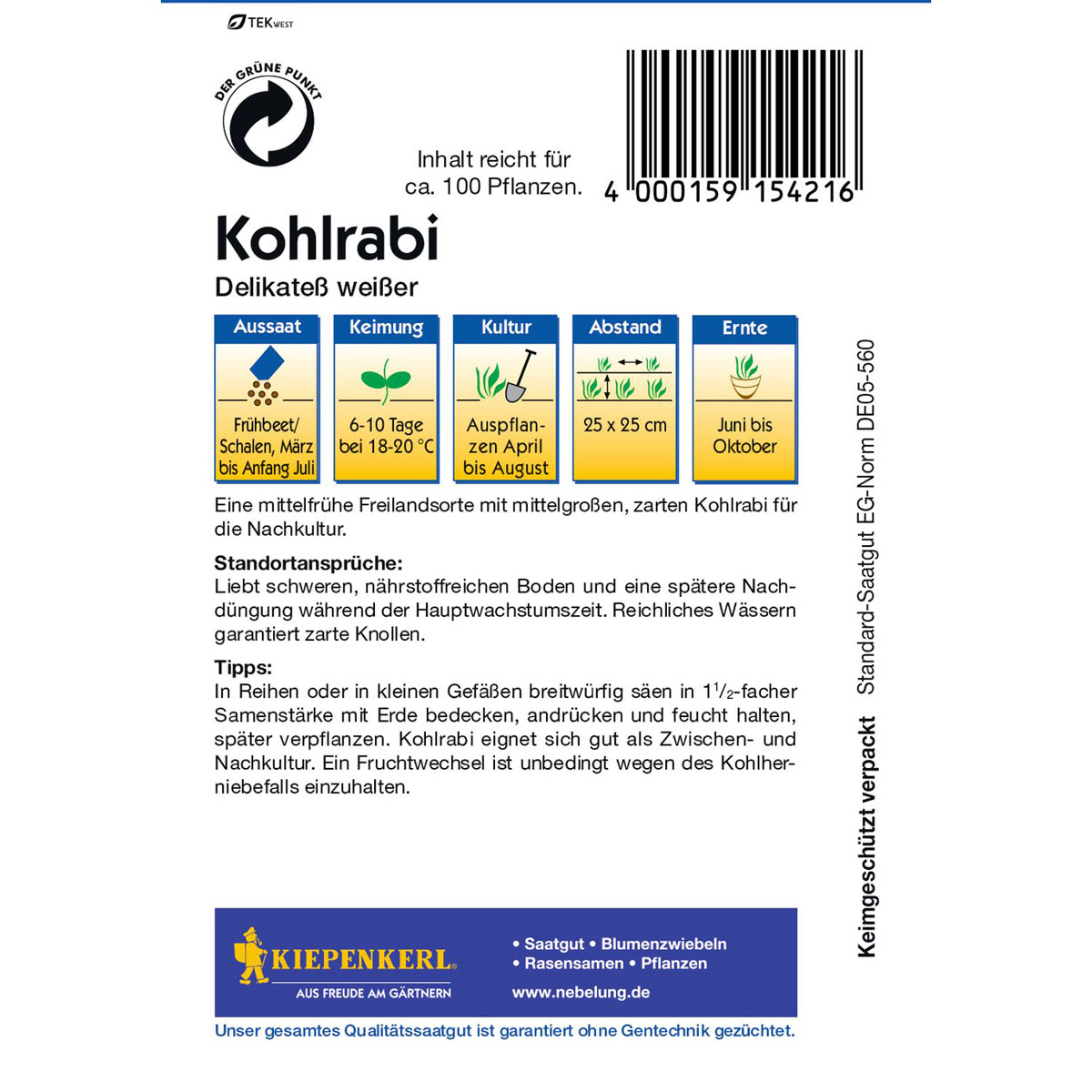 Kiepenkerl Kohlrabi Delikateß weiß Bild 3