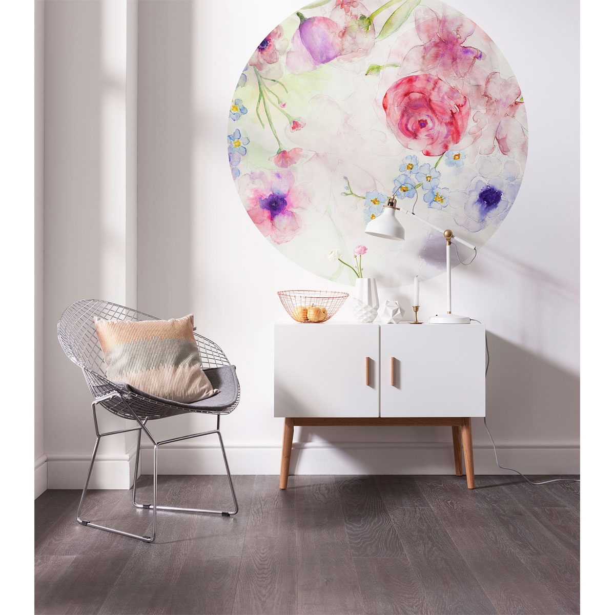 Komar  Selbstklebende Vlies Fototapete rund Floret Durchmesser 125 cm