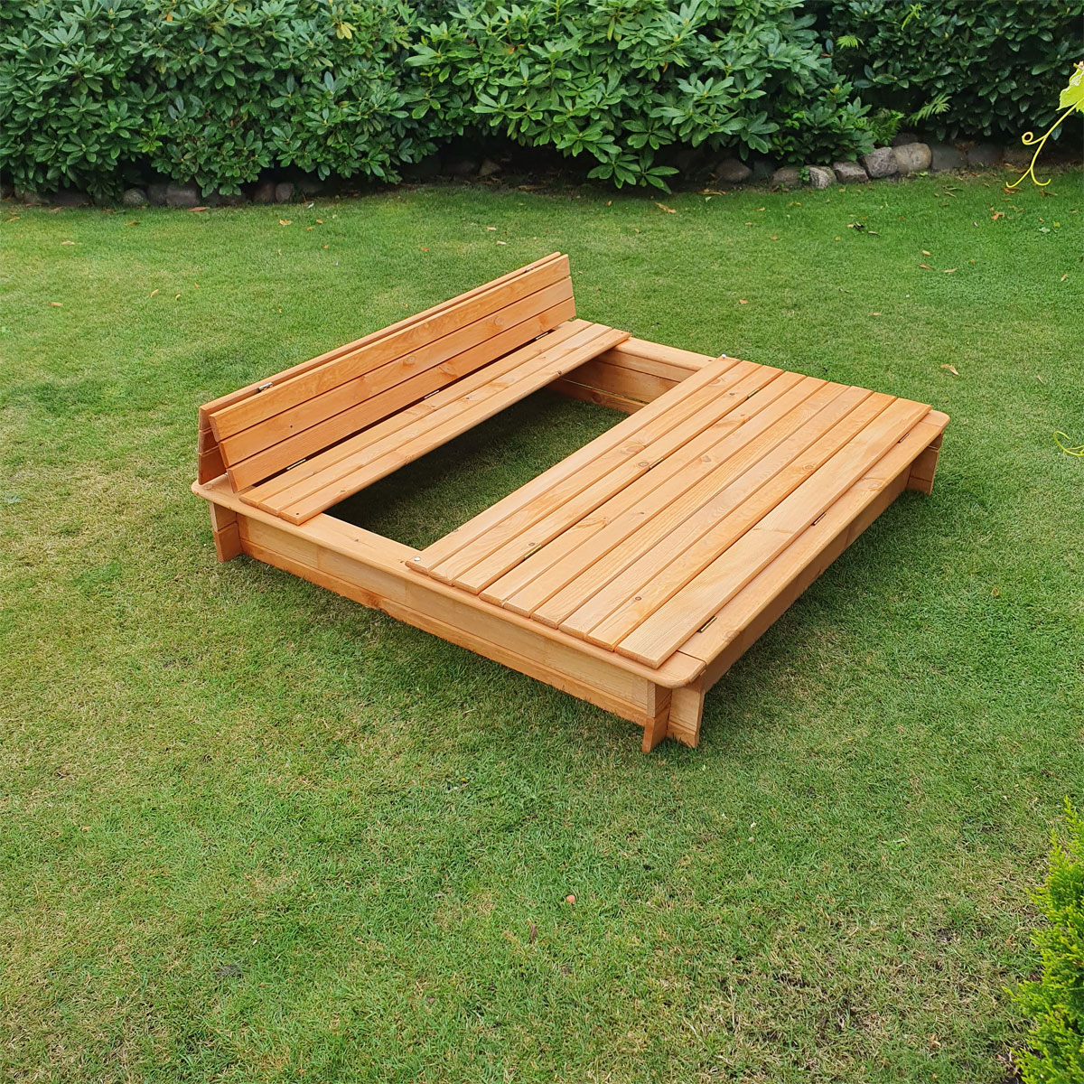 Promadino Sandkasten Donald 140 x 140 cm klappbare Abdeckung Bild 2