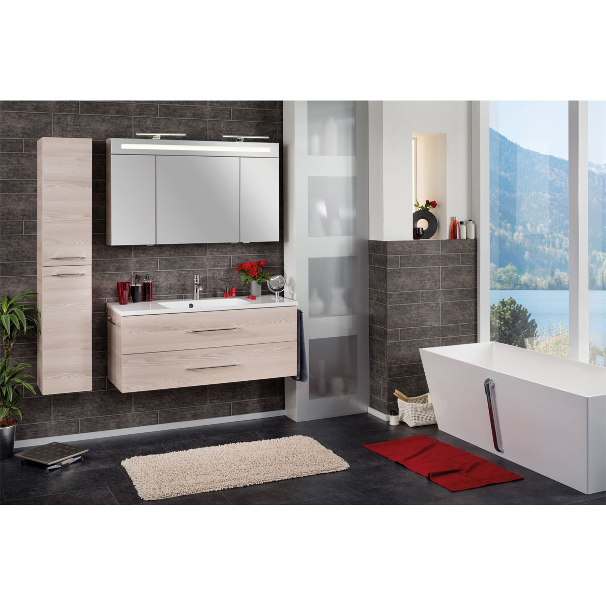 Fackelmann LED-Spiegelschrank B.clever 120 x 71 x 16 cm Alaska-Esche 3 Türen Bild 2