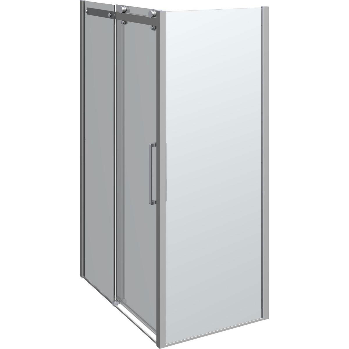 Scanbad Schiebetür mit Panel Deluxe 120 x 80 cm Chrom/Klar