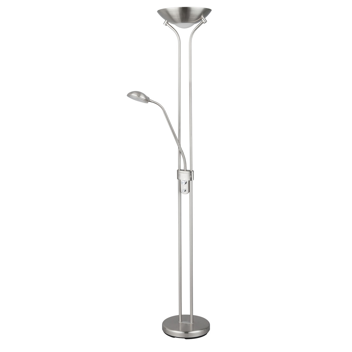 Flector LED- Deckenfluter Lagos m. Leseleuchte H180cm 20W+5W warmweiss, dimmbar, Metall Bild 1