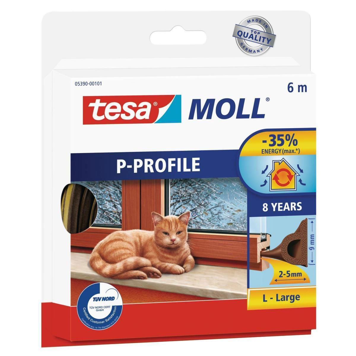 Tesa moll P-Profil 6mx9 mm 2-5 mm Large Braun
