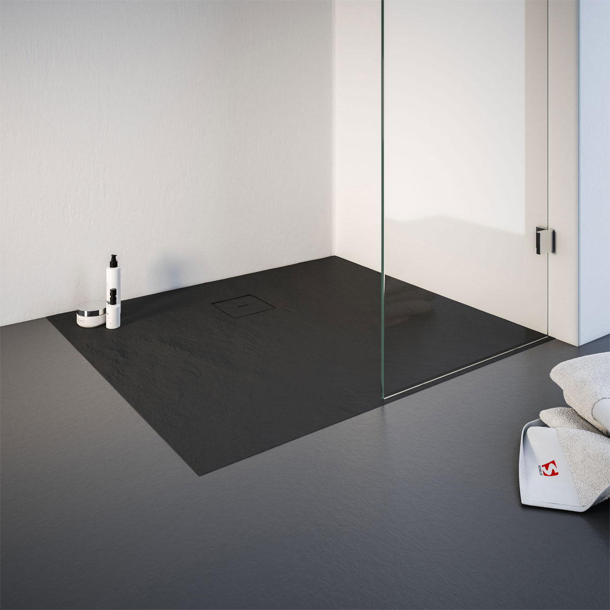 Schulte Eck-Duschwanne Rechteck Steinstruktur 100 x 4 x 90 cm anthrazit Bild 2