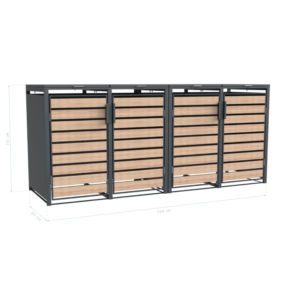 Westmann Mülltonnenbox Lacina 4x 240 L 80x264x116 cm