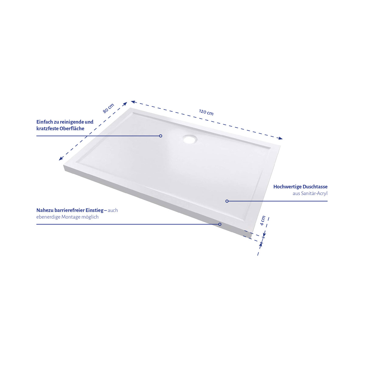 Aurlane Duschtasse Pure Acryl 120 x 80 cm Bild 3