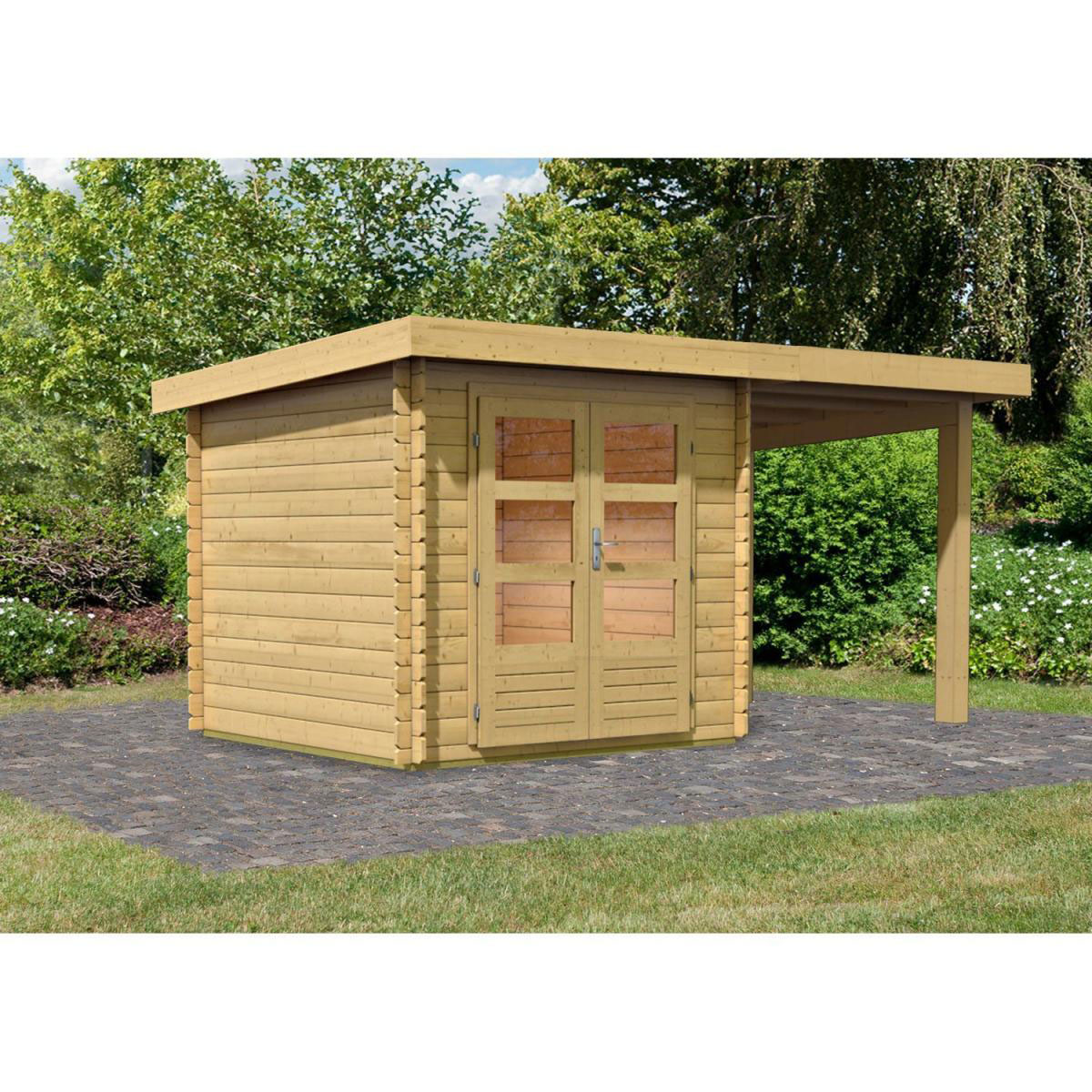 Karibu Gartenhaus Bastrup mit Schleppdach 200 cm naturbelassen 200 x 202 x 202 cm Bild 1