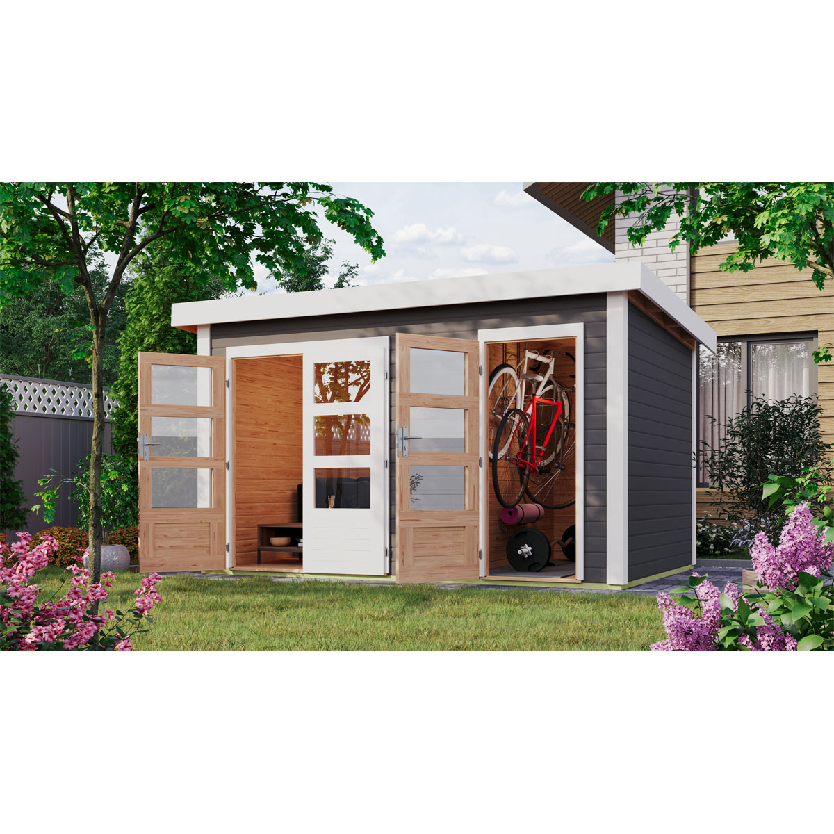 Karibu Gartenhaus Schoenbuch 1 terragrau