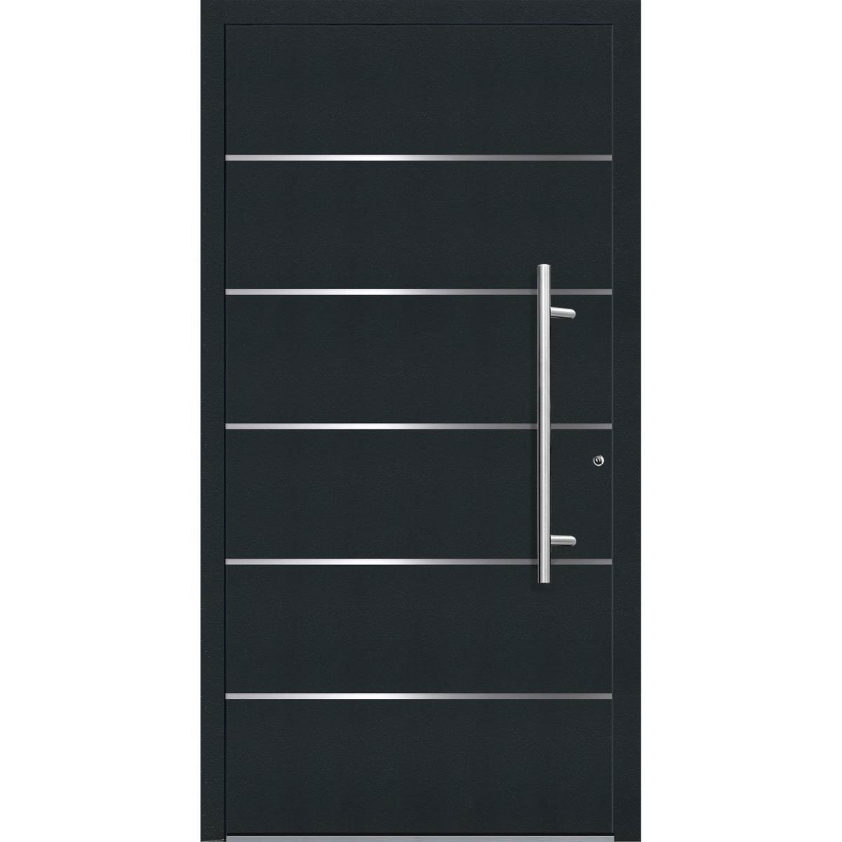 Aluminium Sicherheits-Haustür Livorno Exklusiv 75 mm anthrazit 100 x 210 cm Anschlag rechts inkl Griffset