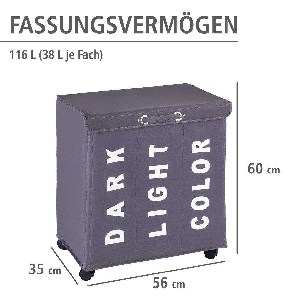 Wenko  Wäschesammler Trivo Grau Wäschekorb 116 l Bild 4
