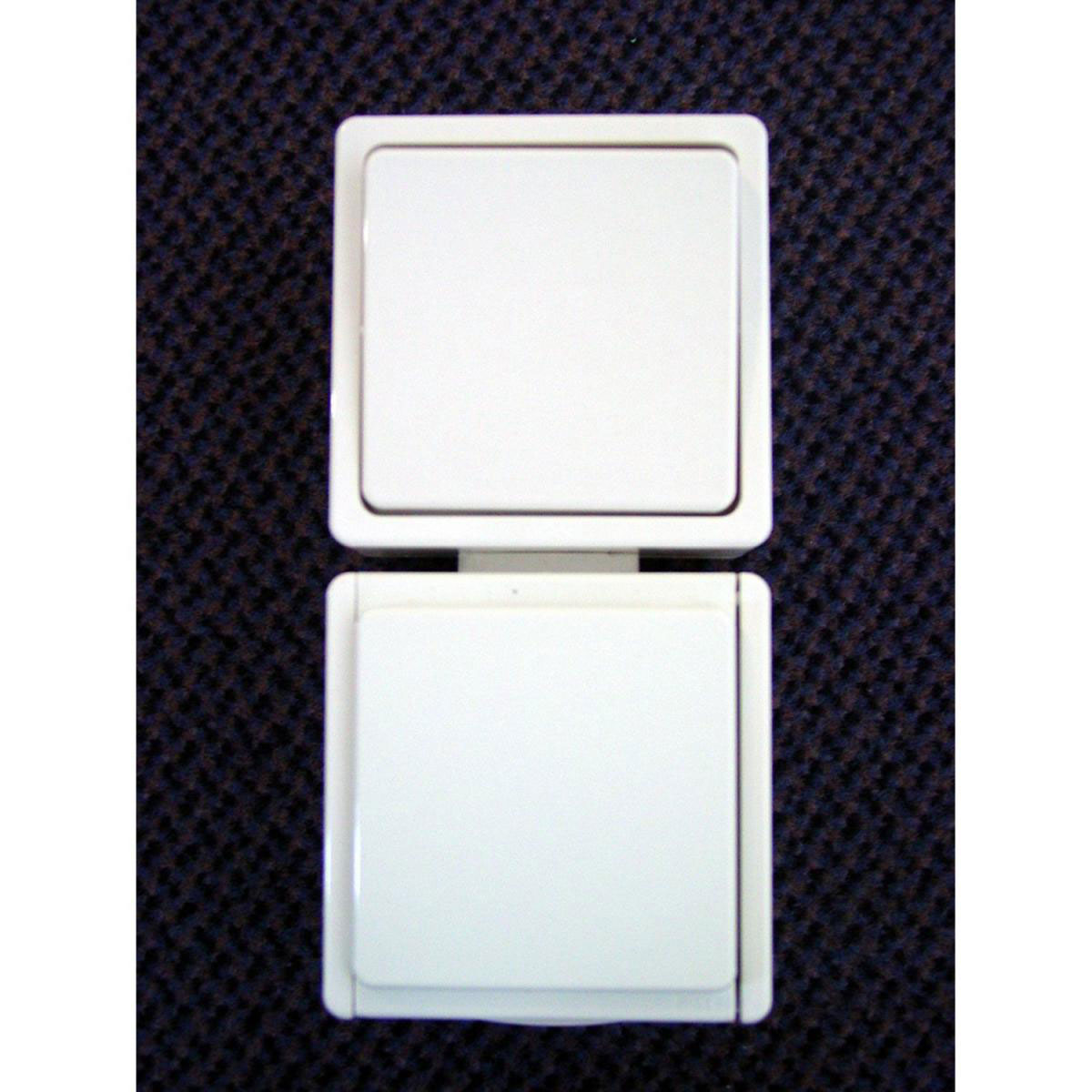 Hochkant Feuchtraum Aufputz-Kombi Aquarius Steckdose und Aus-/Wechselschalter polarweiß Bild 2