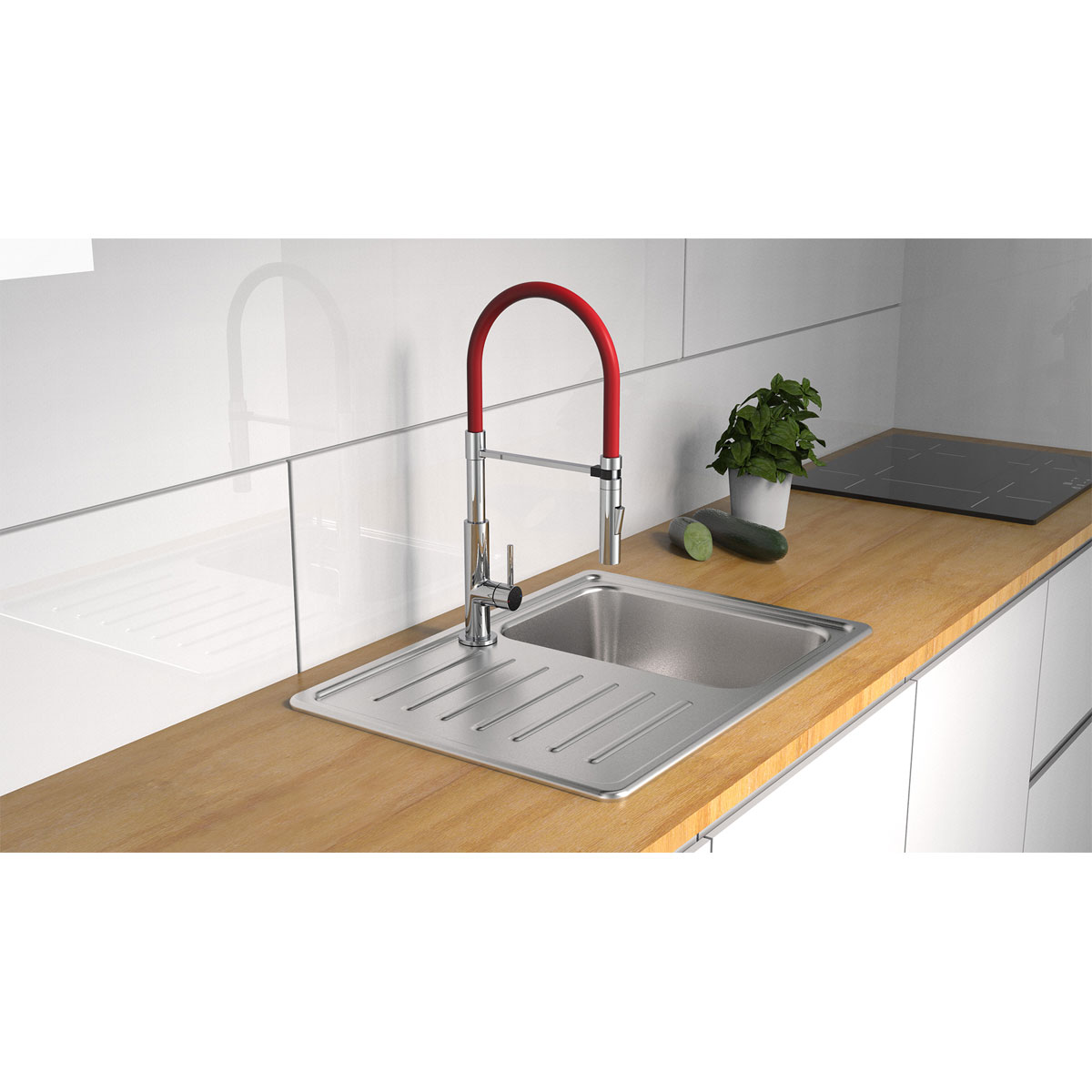 Schütte Küchenarmatur mit ausziehbarer Brause 79180 Stilo chrom schwarz Bild 10