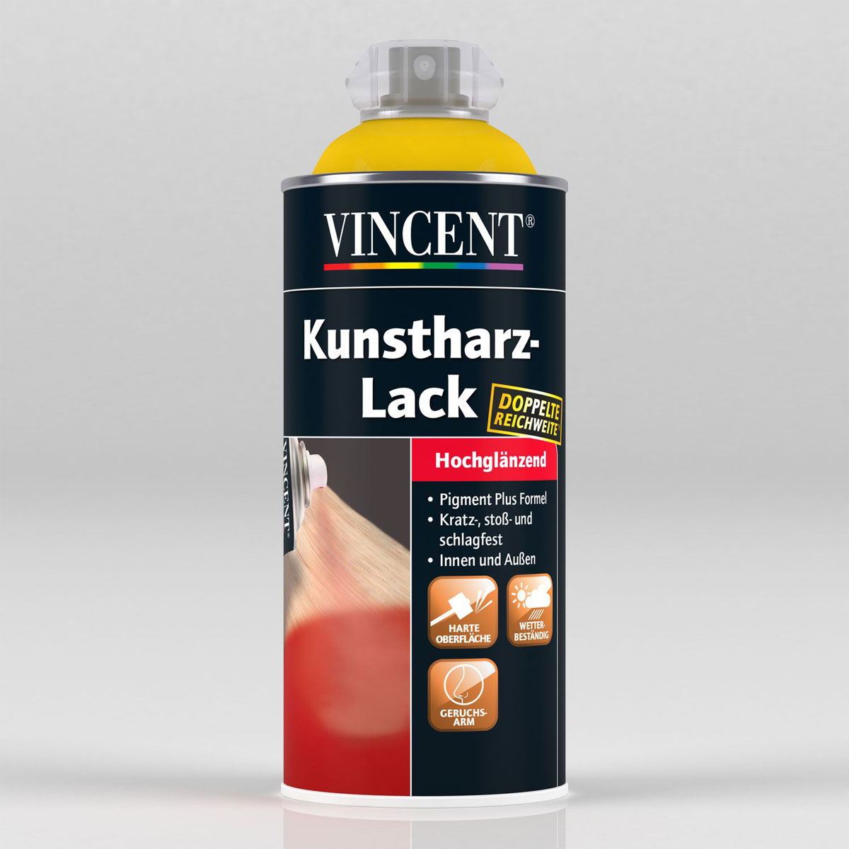 Vincent Kunstharzlack Spray Verkehrsgelb hochglänzend 0,4 L Bild 1