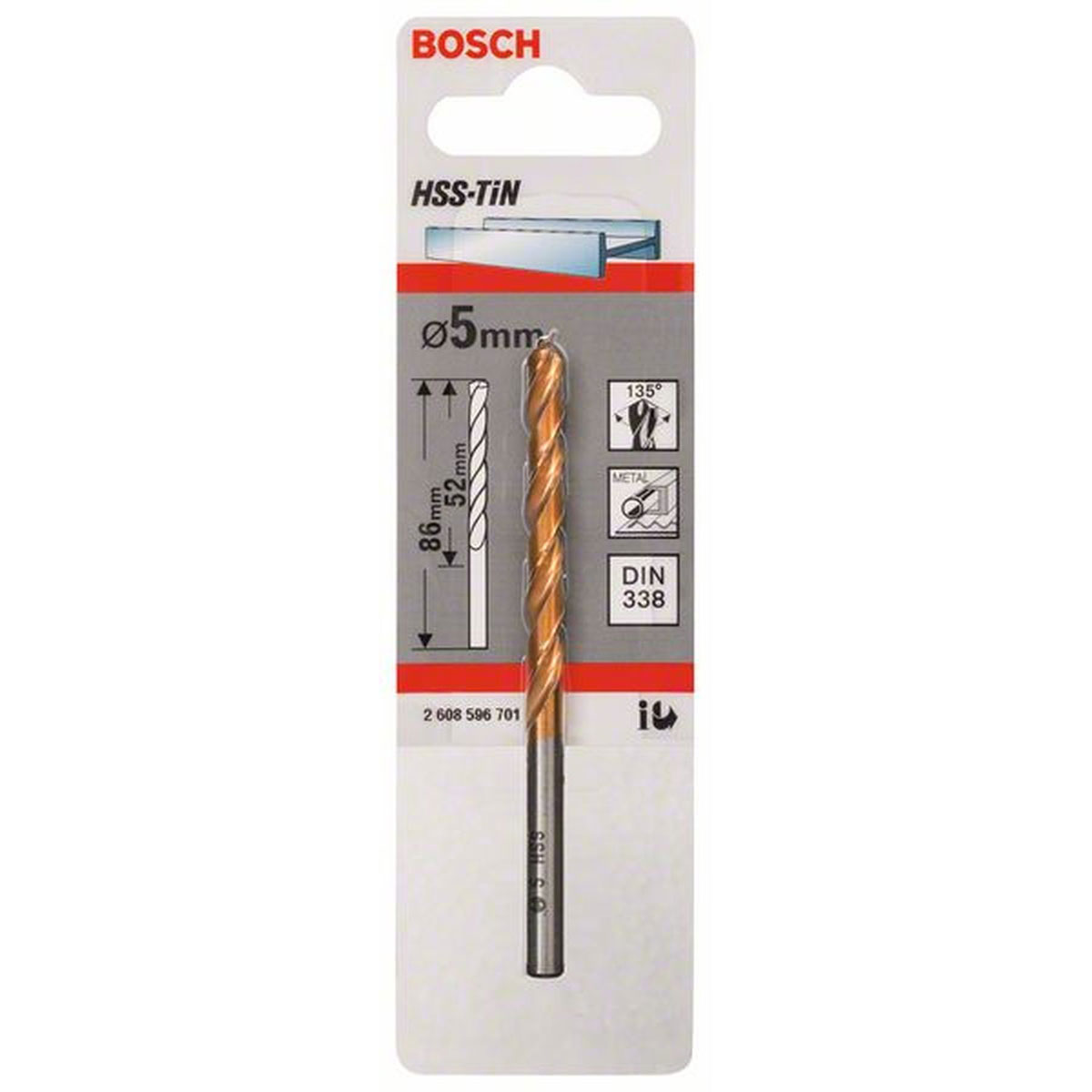 Bosch  Spiralbohrer HSS-TiN Durchmesser 5 x 52 mm Bild 1