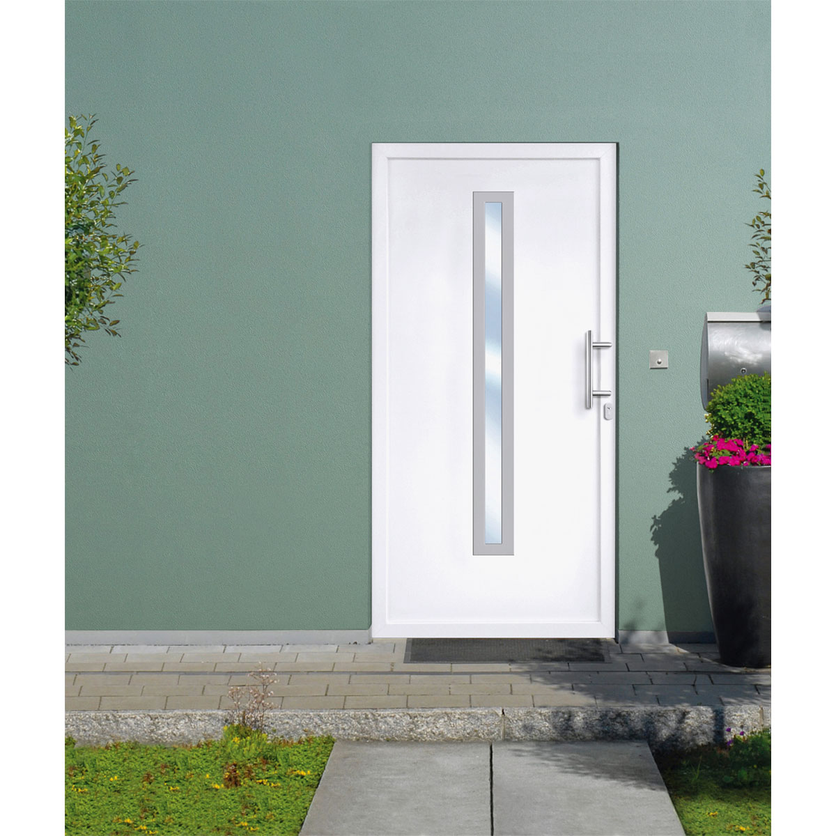 Kunststoff-Haustür Signum PVC Mod 70 weiß 100 x 210 cm rechts Bild 2