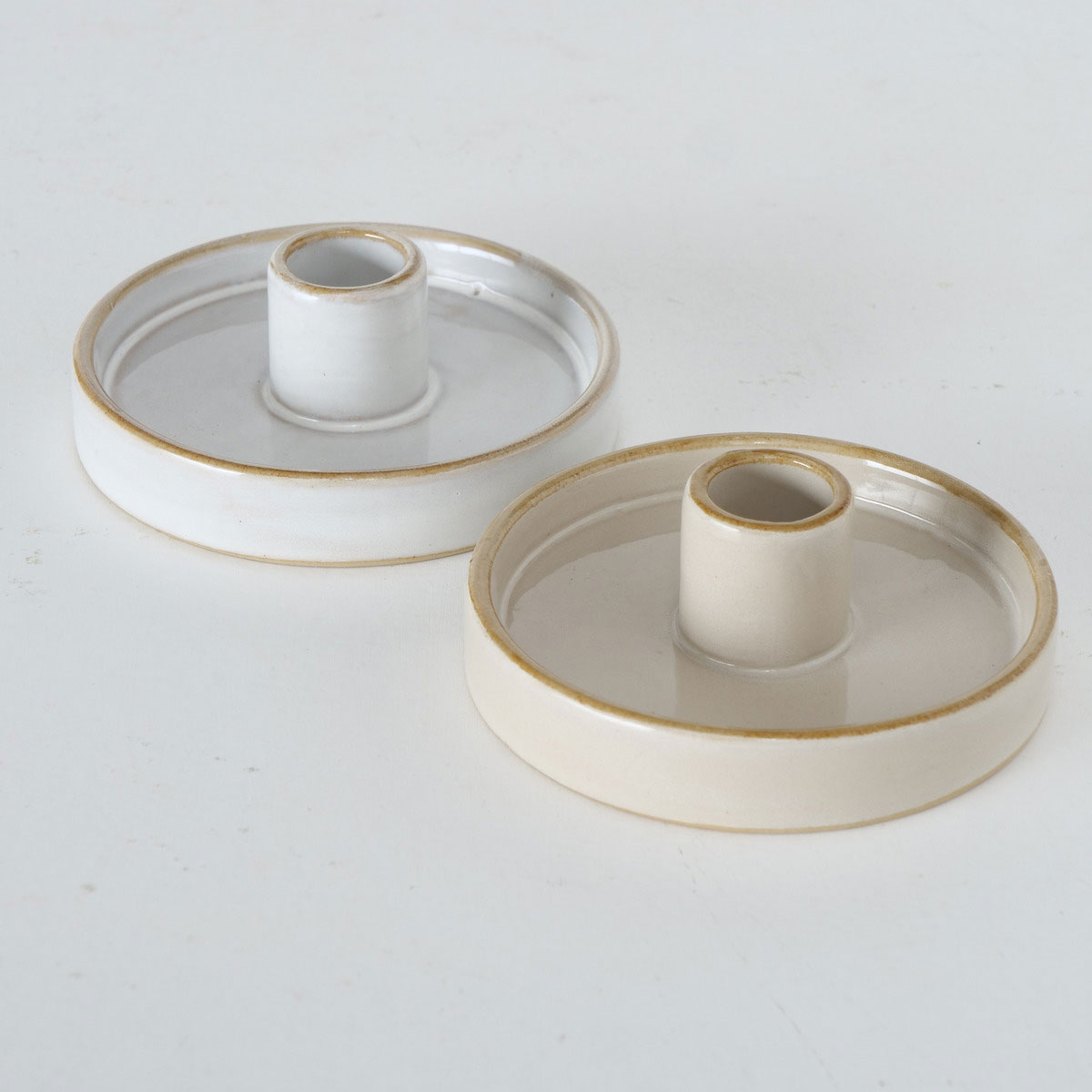 Kerzenleuchter Marima Rund 4 x 10 x 4 cm beige weiß Keramik