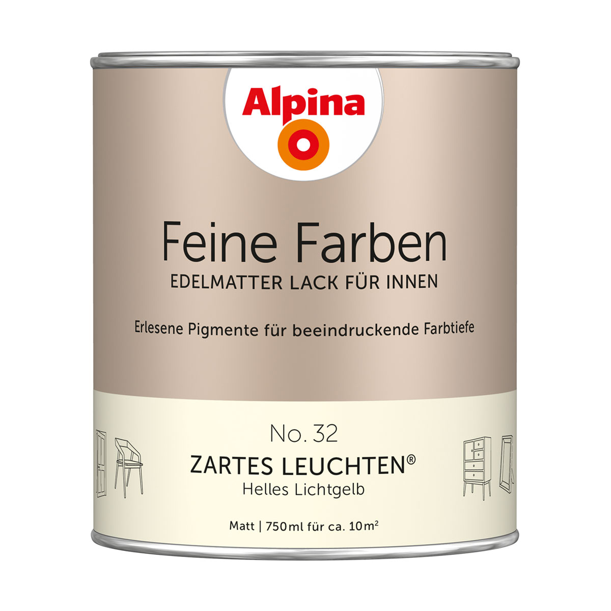Alpina  Buntlack Feine Farben Lack No 32 Zartes Leuchten edelmatt 750ml
