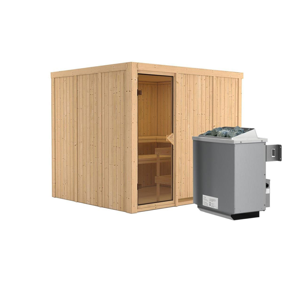 Karibu Gobin -Fronteinstieg 9 kW Ofen integr Strg kein Kranz bronzierte Tür Bild 4