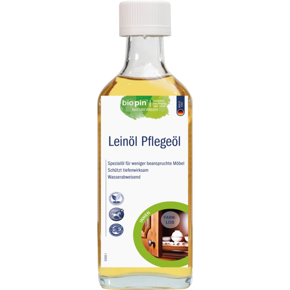 Biopin Leinöl-Pflegeöl Farblos 0,250 l