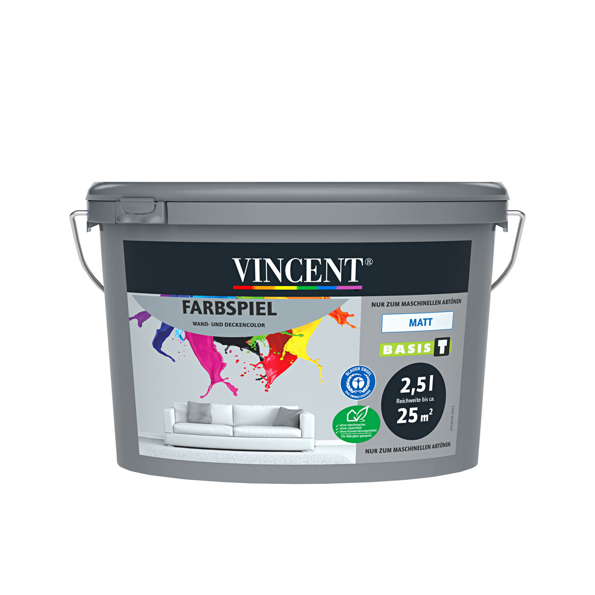 Vincent Innenfarbe Farbspiel MIX matt konservierungsmittelfrei 2,5 L Bild 1