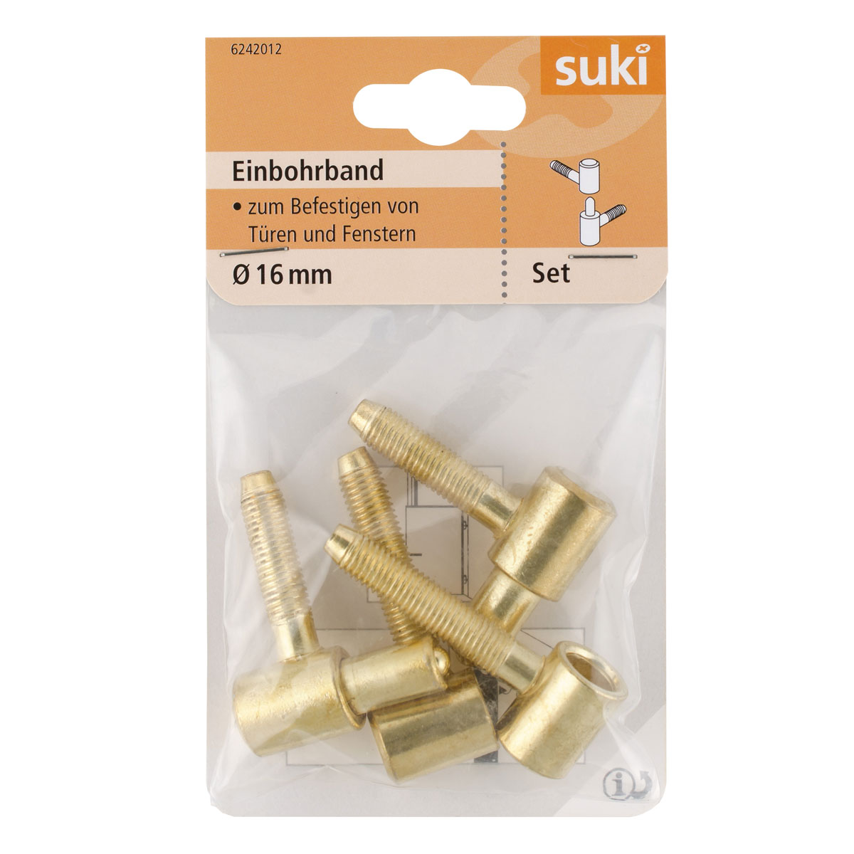 Suki Einbohrband Stahl Durchmesser 1,6x Durchmesser 0,83 x 4,5 cm vermessingt 2 Stück Bild 1
