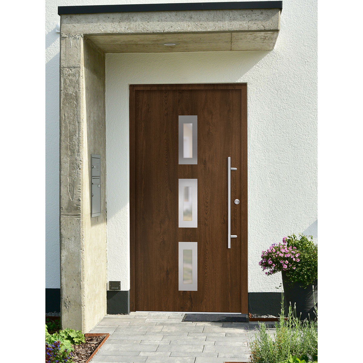 SplenDoor  Premium-Haustür Passivedoor Aalborg energiesparend nussbaum 100 x 210 cm rechts Bild 2