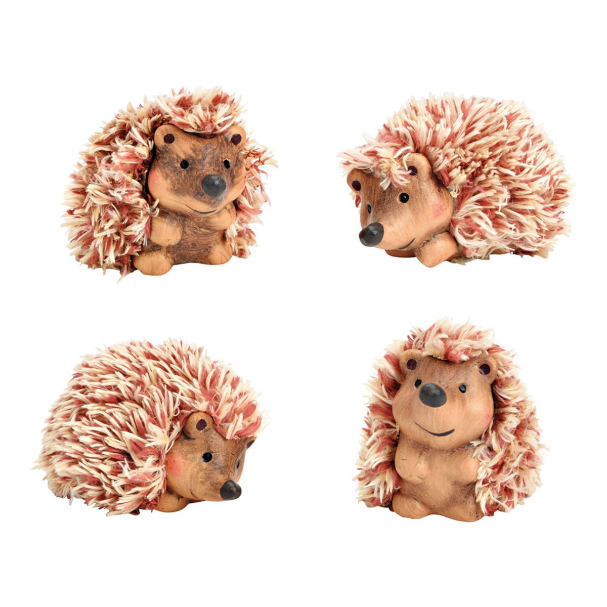 Dekofigur Igel braun aus Ton mit Kunstfell sortiert 7x7x6 cm