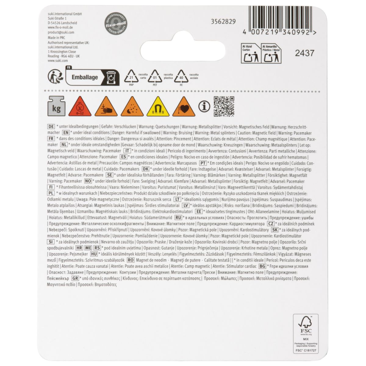 Suki Topfmagnet Neodym Ø 25 mm, mit drehbarem Haken 50 mm, silber Bild 3