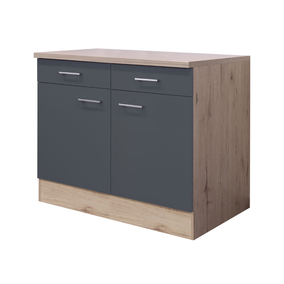 Flex-Well Küchenunterschrank „Tiago", 100x85x60 cm, basaltgrau/San Remo Eiche