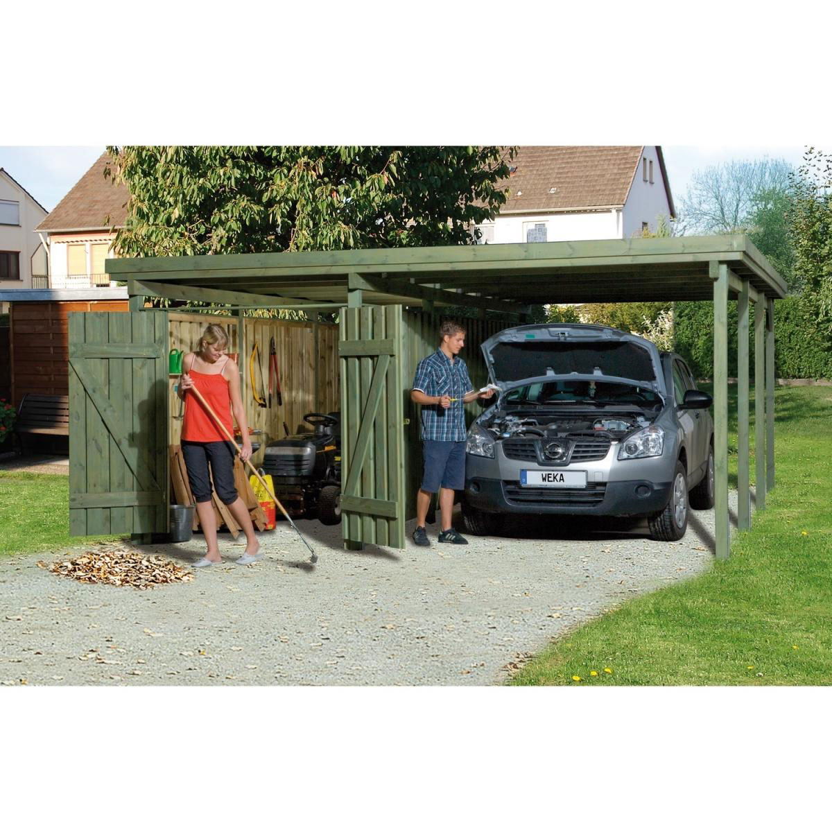 Weka Carport 607 inklusive Geräteraum 512 x 602 x 233 cm