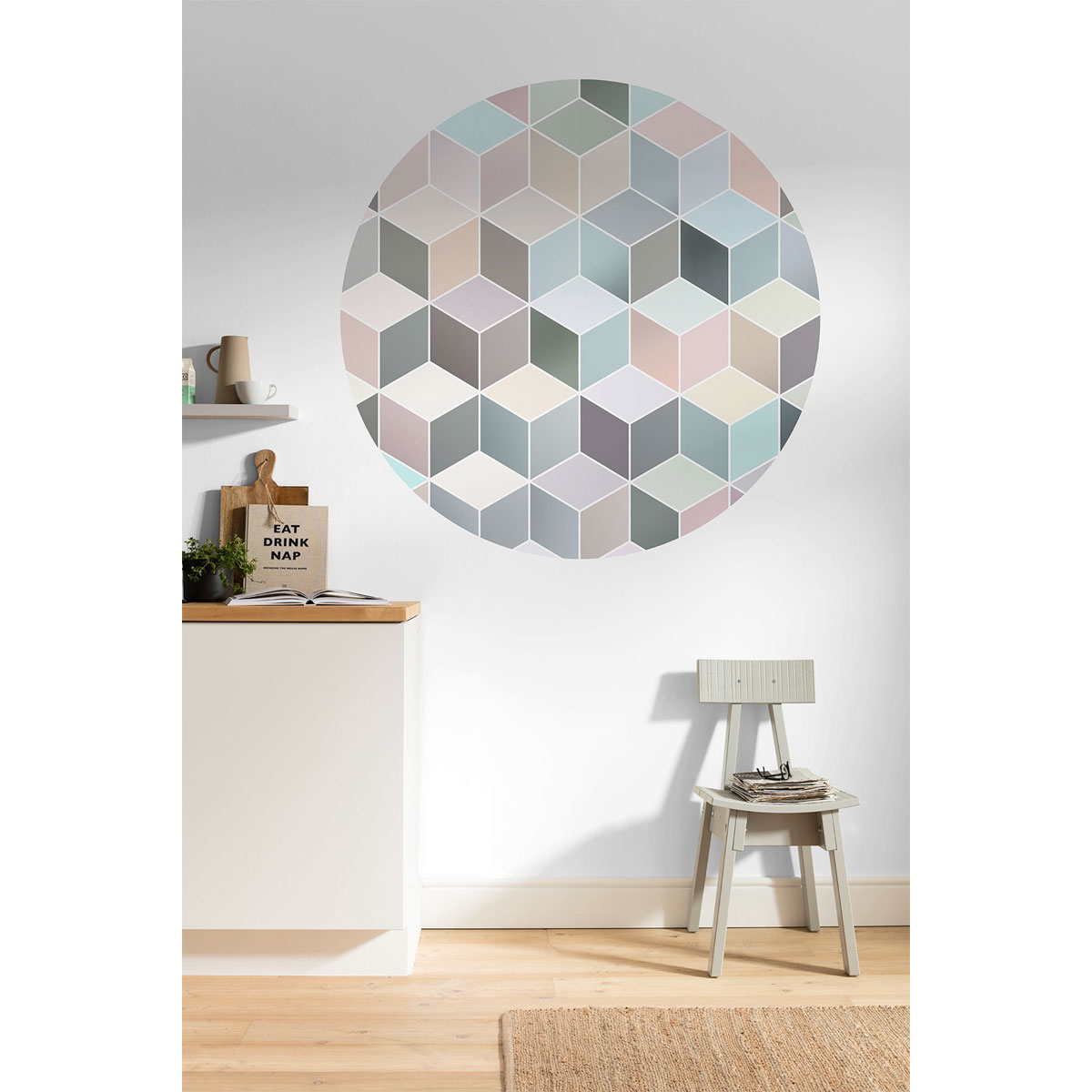 Komar  Selbstklebende Vlies Fototapete rund Pastel Deluxe Durchmesser 125 cm