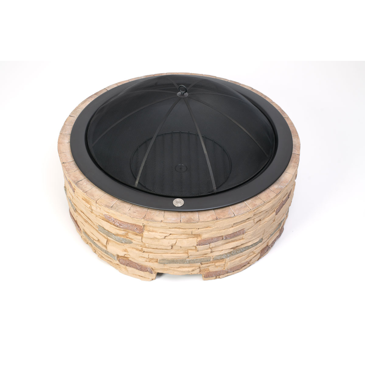 Westmann Feuerschale Feuerstelle inkl. Funkenfang Steinoptik 90x90x51cm Braun Bild 1