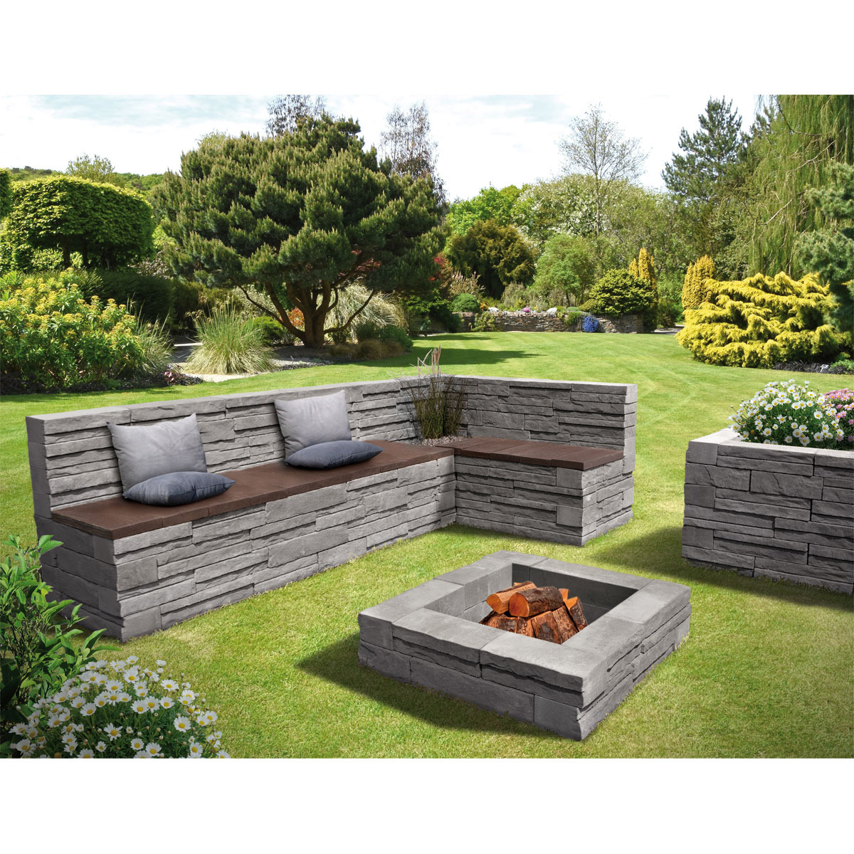 Lusit  Modul Gartenlounge Cremona grau-anthrazit-Melange 185 x 330 cm Bild 1