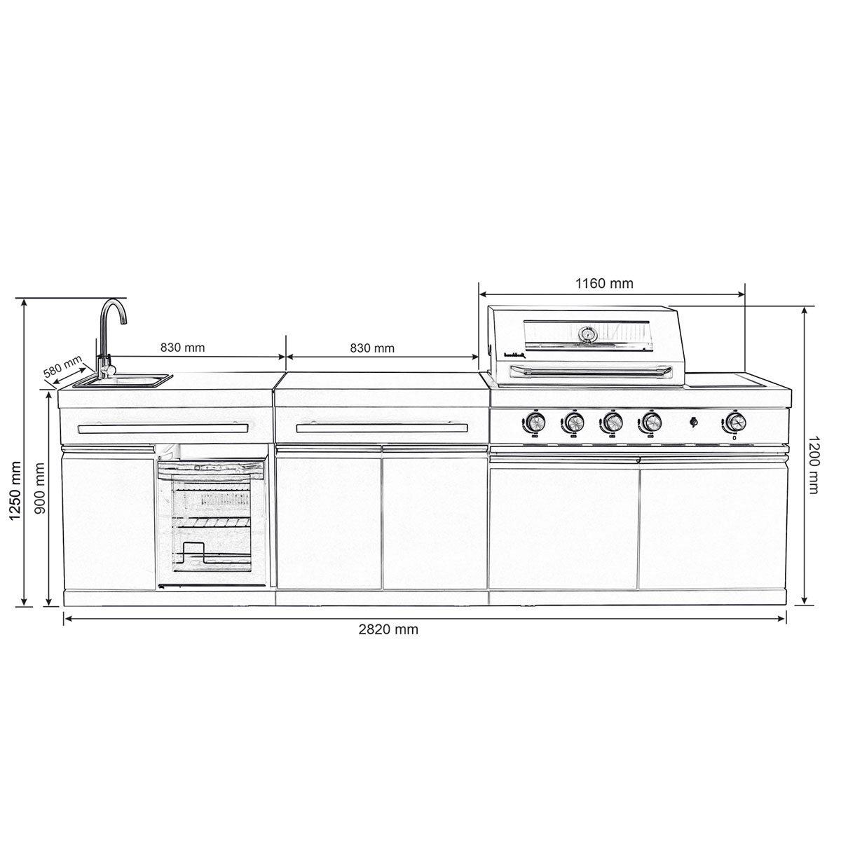 Outdoorküche KingRange 282x58x125cm Bild 9