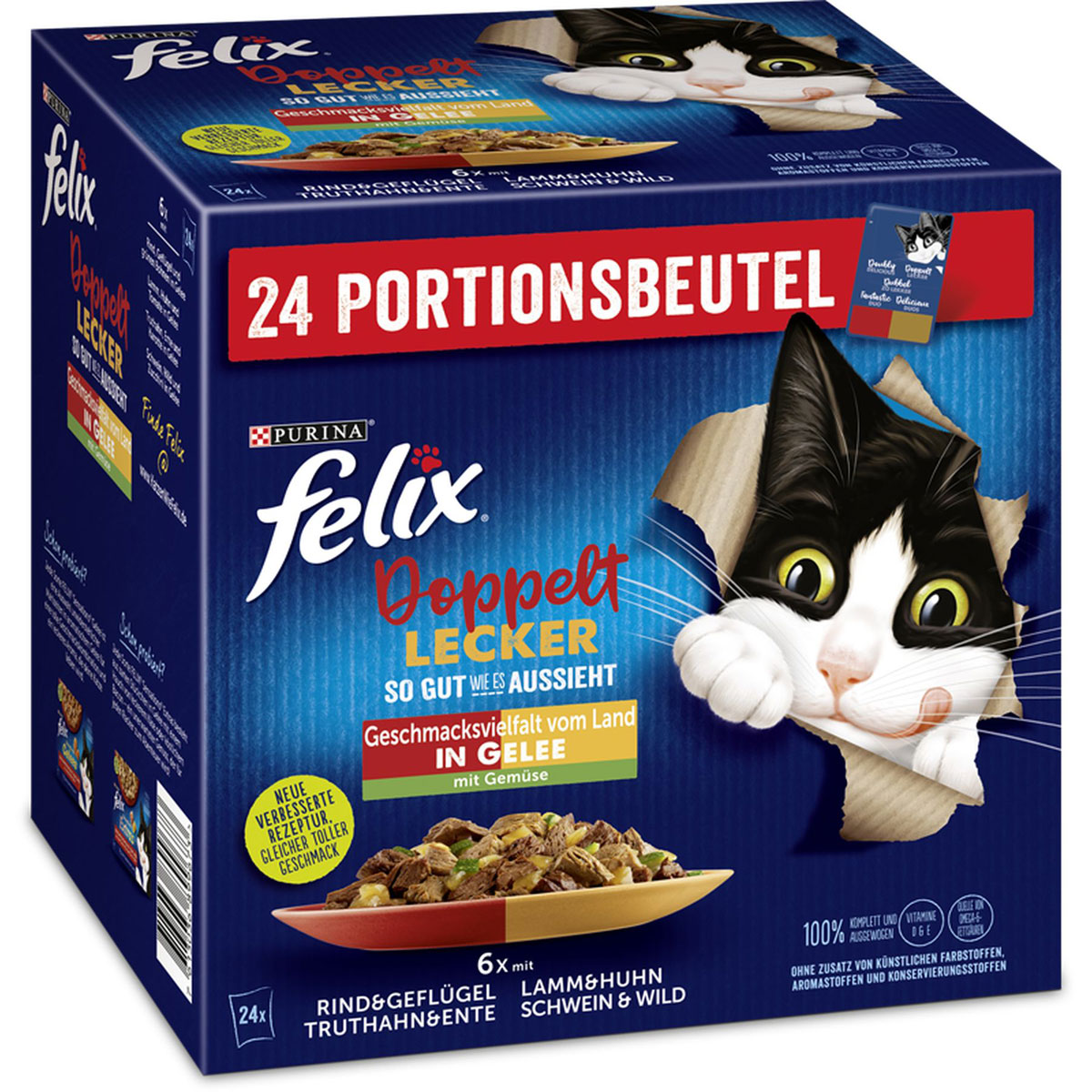 Felix „So gut wie es aussieht“ Doppelt lecker vom Land, Bohnen, 24x85g, Portionsbeutel