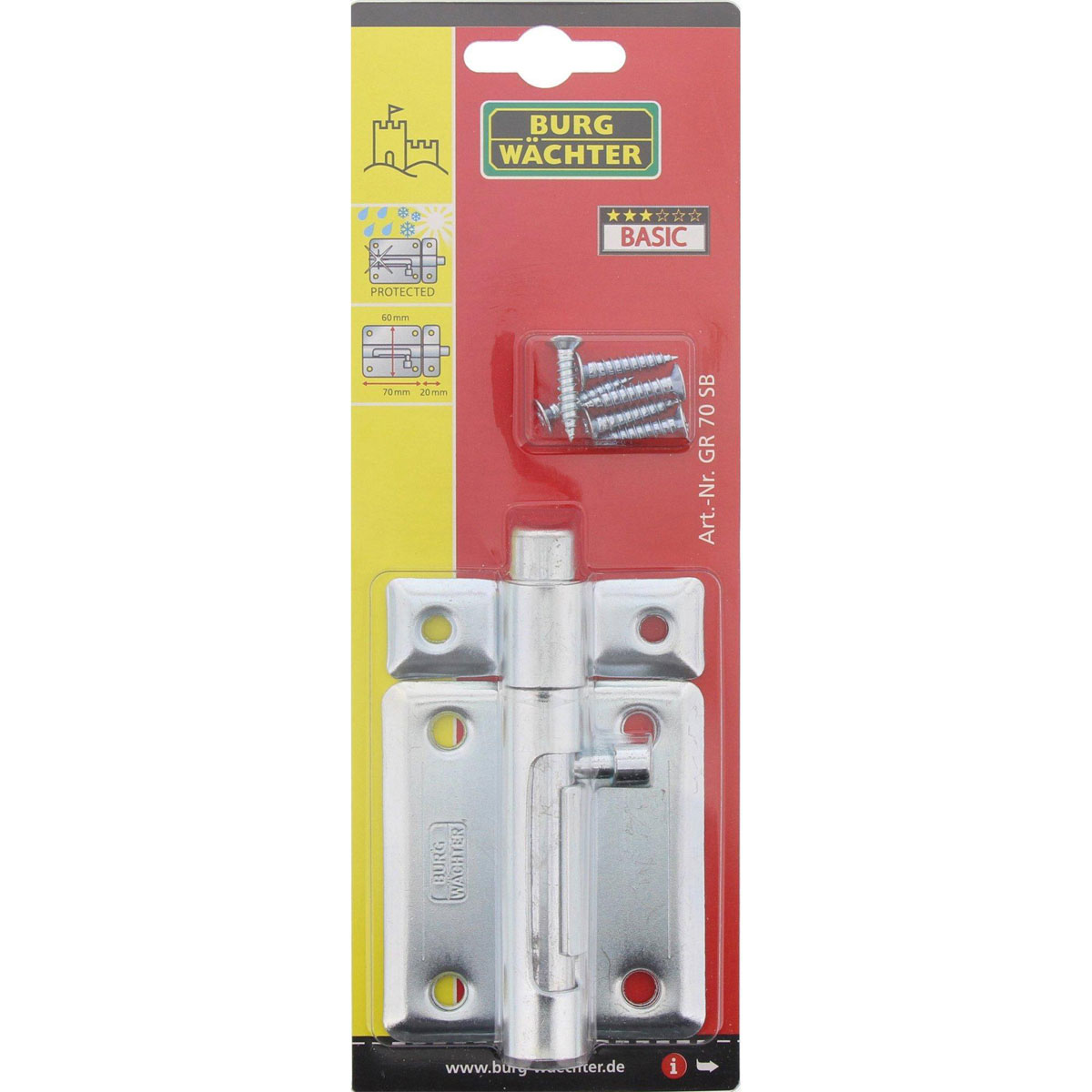 Burg Wächter Grendelriegel GR 70 6 x 9,8 x 1,9 cm verzinkt