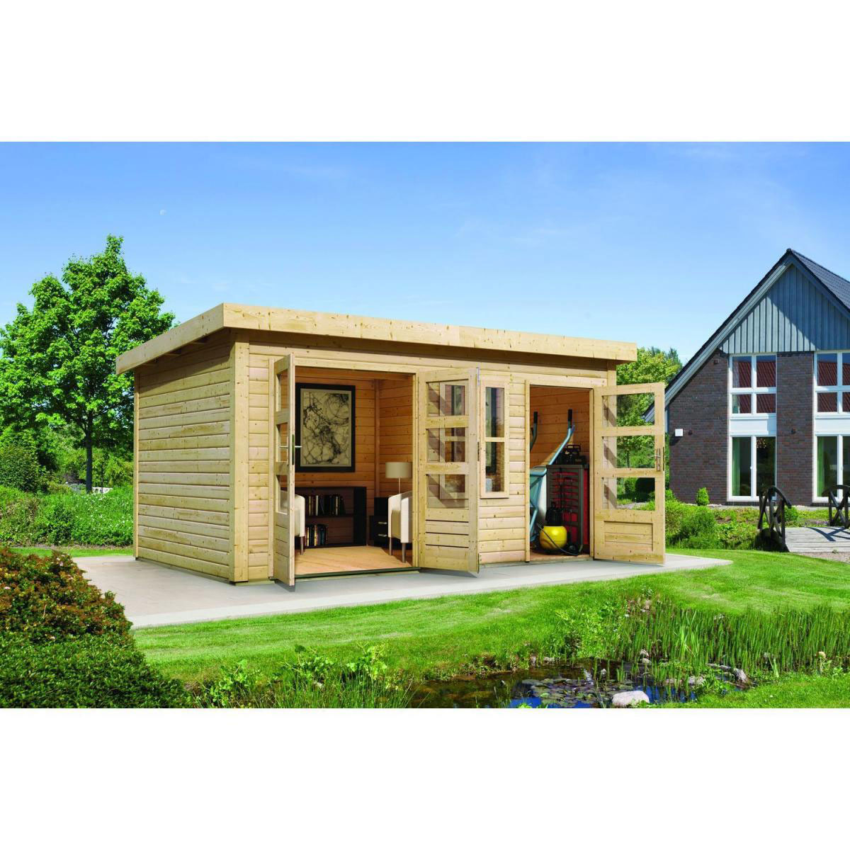 Karibu Gartenhaus Schönbuch 1/2 naturbelassen 426 x 276 x 228 cm Bild 1