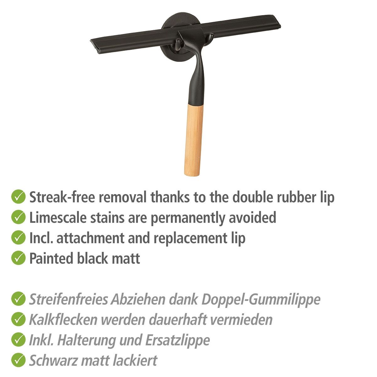 Wenko Badezimmerwischer Bambusa Befestigen ohne Bohren Turbo-Loc Bild 4