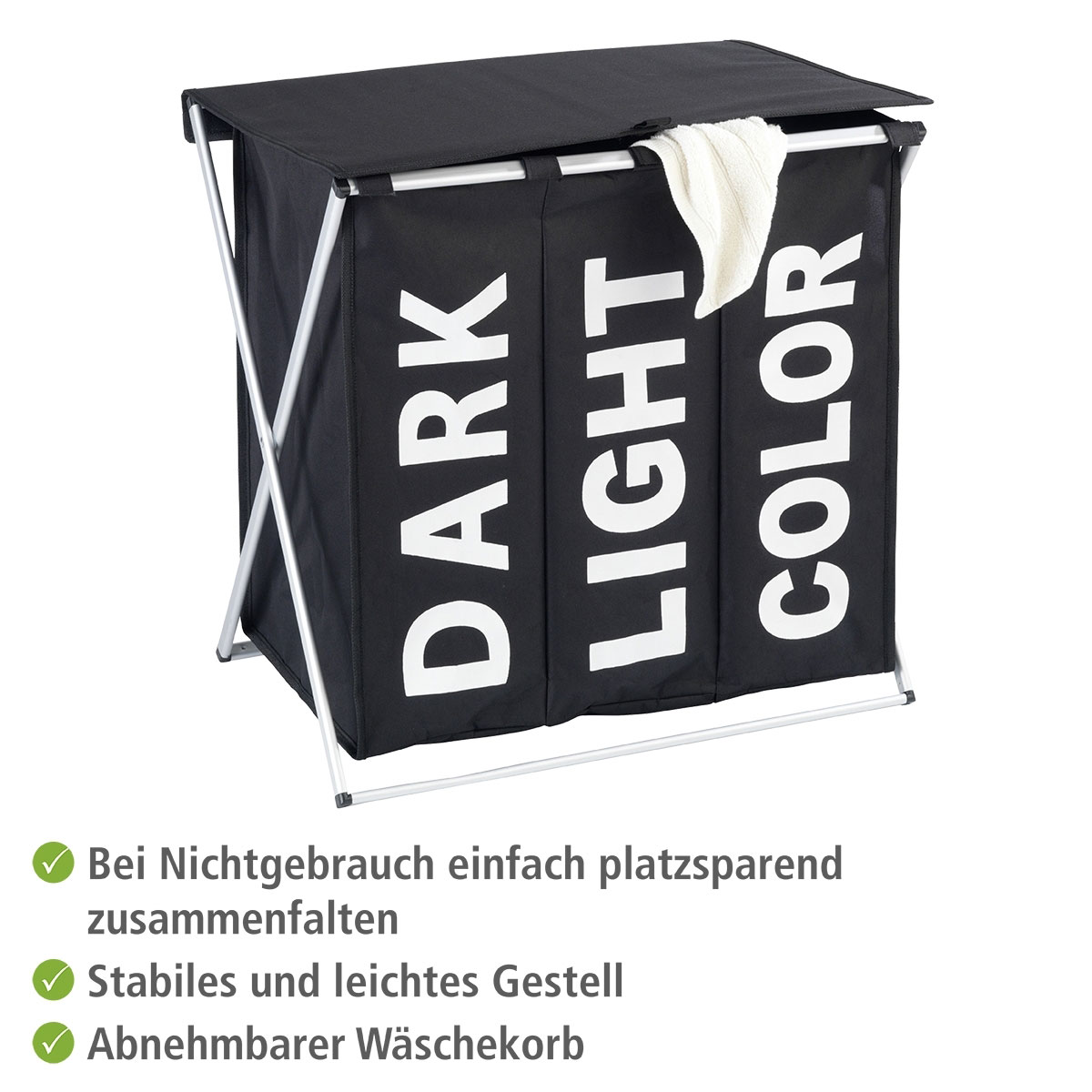 Wenko Wäschesammler Trio schwarz 118 l Bild 3