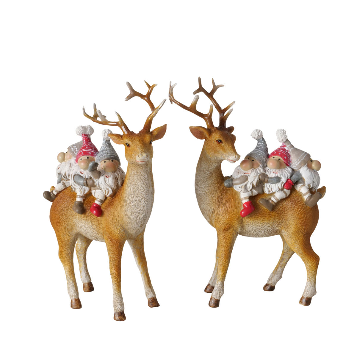 Figur Fiete Hirsch Wichtel 10,5 x 5,4 x 15,5 cm braun grau rot weiß Bild 2